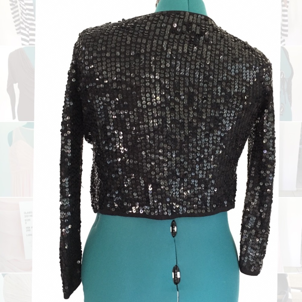 Black sequin tie in front petite cardigan